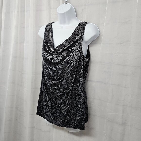WHBM Floral Velour Tank Top Y2K Scoop Neck Goth Boho Fairy Coquette M - Picture 4 of 10